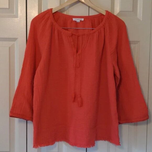BeachLunchLounge Gauze Boho Peasant Top Large - Picture 1 of 7